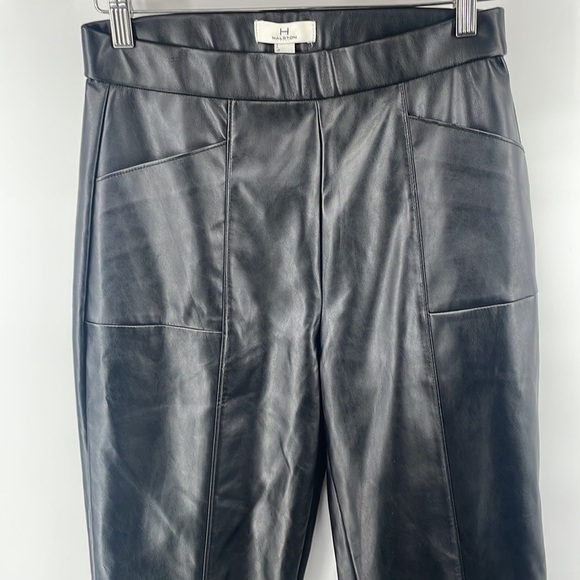 H by Halston black faux leather stretch pants front pockets NWT sz sm - Picture 8 of 11